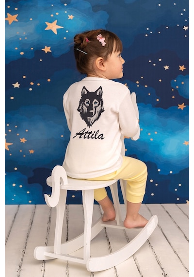 Pia Baby İsme Özel Erkek Çocuk Pijama Takımı %100 Pamuk Penye İsim Baskılı Kişiye Özel Çocuk Pijaması 20162p14pi Krem