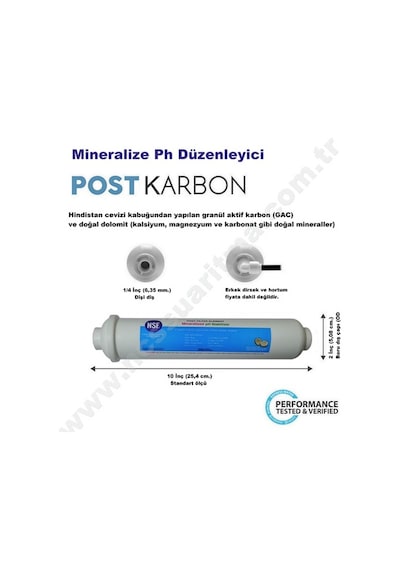 10 Inç Inline Post Mineralize Karbon Filtre