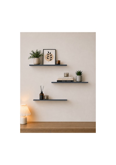 Harmony 3 Raflı Gizli Monte Uçan Raf 50 15 Cm Antrasit