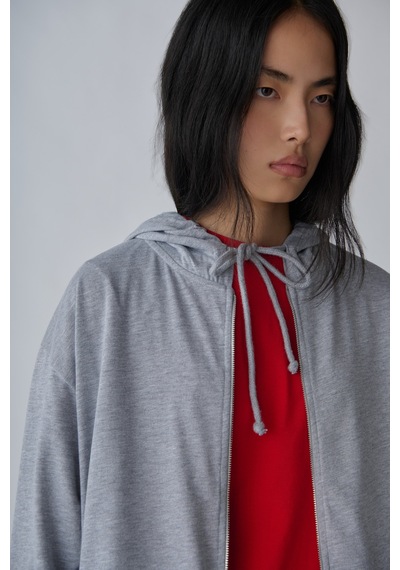 Suud Collection Gri Lena Fermuarlı Kapüşonlu Sweatshirt