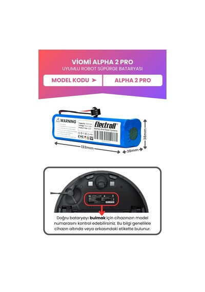 Viomi Alpha 2 Pro Uyumlu Batarya Maksimum Kapasite 7000mah Pil
