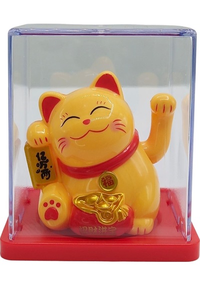 Maneki Neko El Sallayan Mini Şans Kedisi Krem Solar Güneş Enerjili 5x5cm Y8krm08