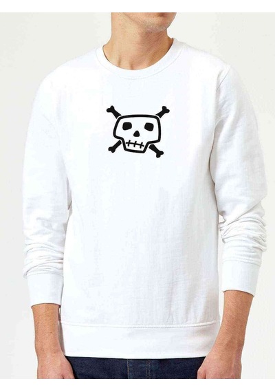 Kurukafa Icon Baskılı Beyaz Erkek Örme Sweatshirt