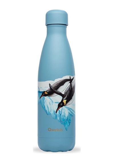 Qwetch QD3465 Penguen Desenli Isı Yalıtımlı 500 ML Termos - Açık Mavi