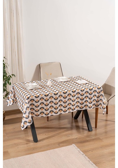 Rivaistanbul Geometrik Soyut Masa Örtüsü, Sofra Bezi, Piknik Örtüsü Siyah-taba