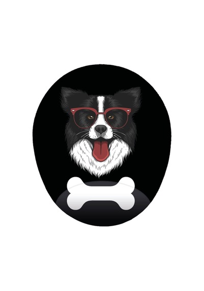Gözlüklü Collie Köpek Siyah Zemin - Bilek Destekli Köpekli Mouse Pad 20x23 Cm Mousepad