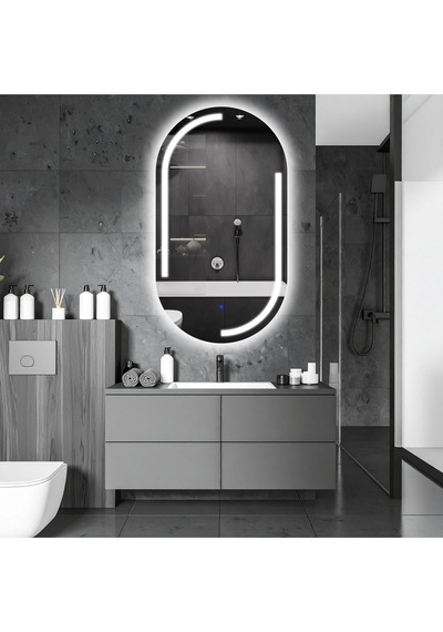 Lunare Beyaz Led'li Lazer Kumlamalı Lavabo & Banyo Aynası Dokunmatik Sensörlü 90 X 50