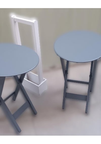 Çanta Zigon Sehpa Oval Model İkili Takım Ahşap Mdf Gri Renk Uyumu El Yapımı