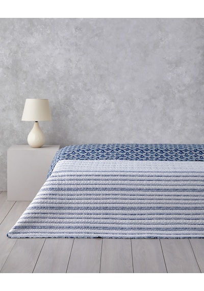 English Home Aquatic Flowers King Size Çok Amaçlı Örtü 240x220 Cm Lacivert Lacivert