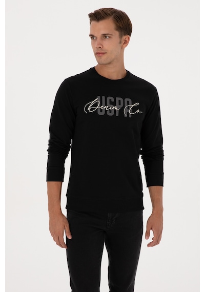 U.S. Polo Assn. Erkek Regular Fit Bisiklet Yaka Siyah İnce Sweatshirt 50315570-VR046