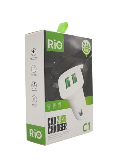 Rio Tech Çift Usb Araç Şarj Cihazı 2.4a Hızlı Ve Güvenli Şarj