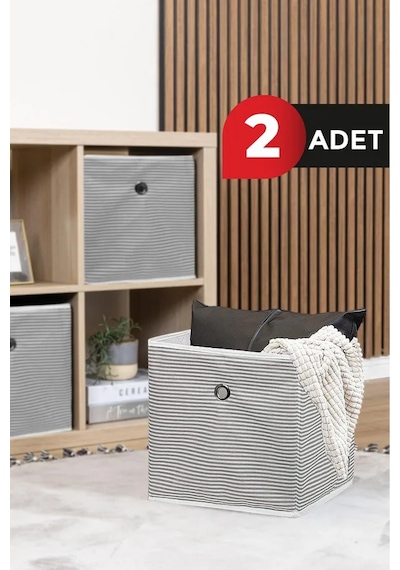 2 Adet Raf Organizer Kutu Seti 30 30 30 Cm Yeni Sezon Nano Teknoloji Su Geçirmez Kumaş Gri 30 X Diğer