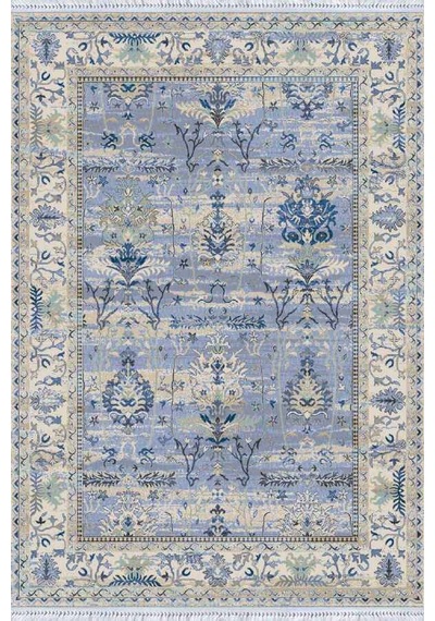 Eflatun Çerçeveli Dokuma Pamuk Taban Kaymaz Kilim Klm295n11