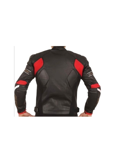 Venom D1 Motosiklet Montu Deri 4 Mevsim Leather Racing Mont Siyah-kırmızı