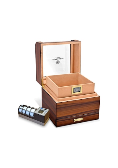 Cigarloong Camlı Katlı Humidor Puro Kutusu Tiger Desen 100s Cigarspa Elektronik Nemlendirme