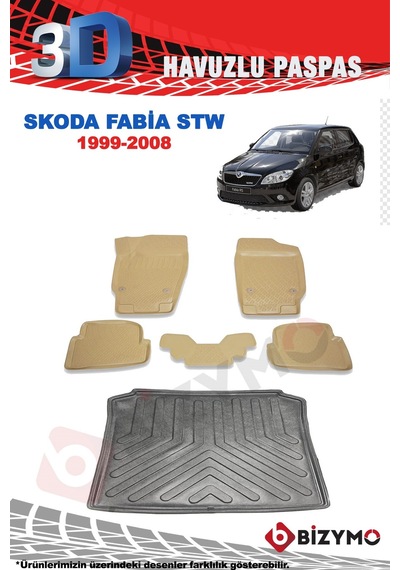 Skoda Fabia Hb 1999-2008 Bej Havuzlu Paspas Ve Bagaj Seti Bizymo Bej