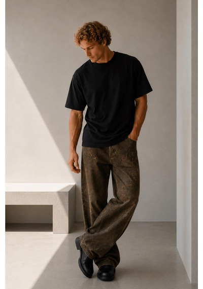 Alexandergardi Oversize Bisiklet Yaka T-shirt Siyah