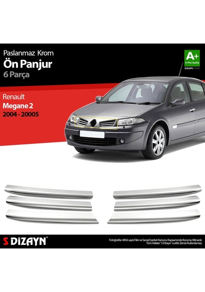 S-Dizayn Renault Megane 2 Krom Ön Panjur 6 Prç 2004-2005