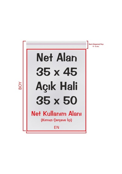 35 x 45+5 (35*50) CM. 250 Adet - Şeffaf Bantlı Yapışkanlı Jelatin P