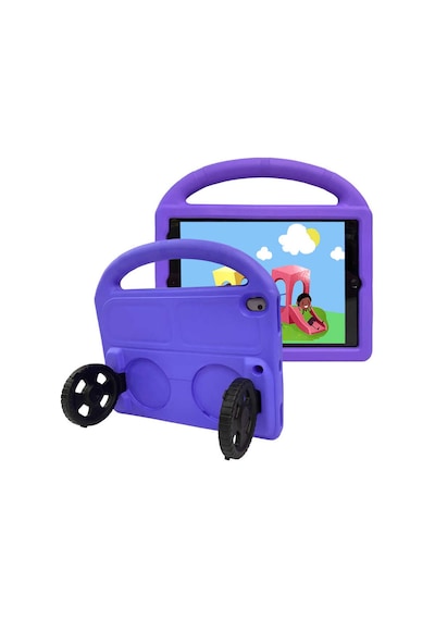 Apple Uyumlu iPad Pro 10.5 7.nesil Zore Wheel Car Tekerlek Standlı Tablet Eva Silikon Kılıf-mor
