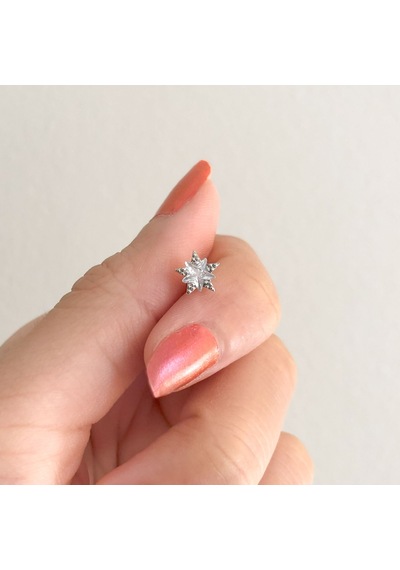 Ferizz 316l Çelik Zirkon Taşlı Yıldız Şekilli Piercing Prc-177 Gümüş