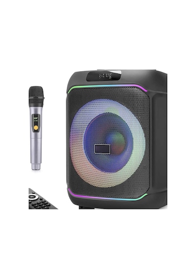 Karaoke Mikrofonlu Bluetooth Hoparlör Fm Radyo 40w 8 İnç Rgb Kumandalı Siyah Jbr818 Evimdeyokyok