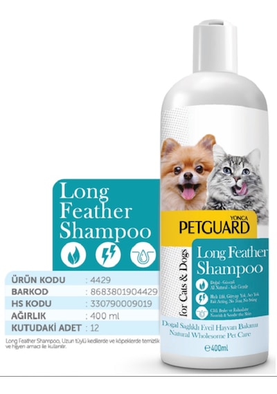 Petguard Uzun Tüy İçin Kedi Köpek Sıvı Şampuanı 400 ML