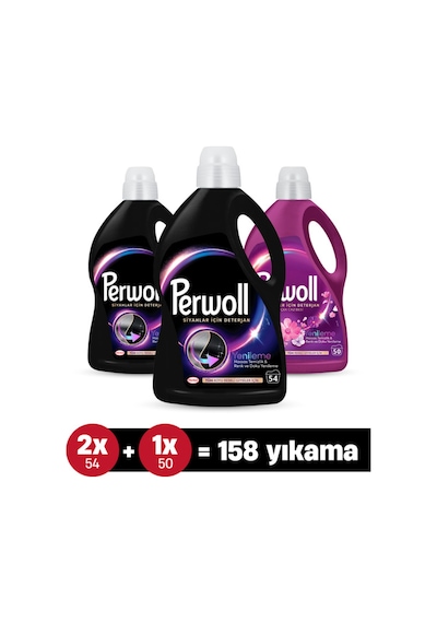 Perwoll Hassas Bakım Sıvı Çamaşır Deterjanı Siyah 2 x 2970 ML + Çiçek Cazibesi Yenileme 2700 ML