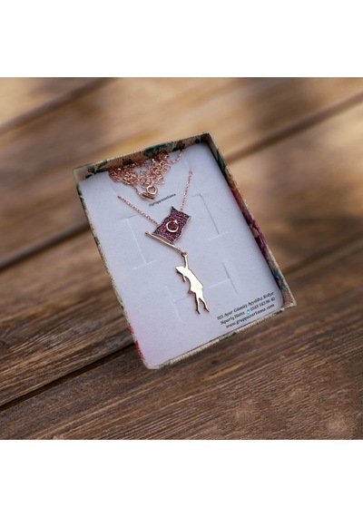 Modahilye 925 Ayar Gümüş Ayyıldız Rozegold Kolye Rose Gold
