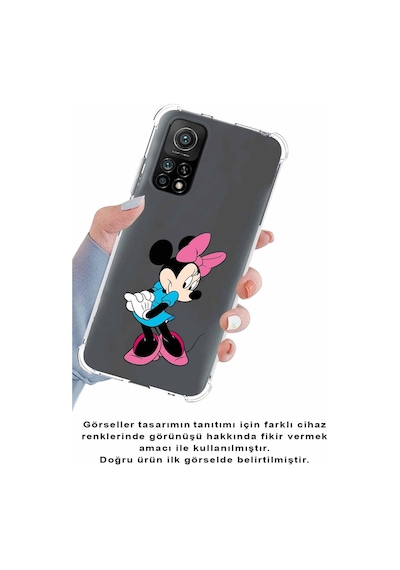 Xiaomi Redmi K20 Köşe Korumalı Antişok Kapak Minnie Mouse Tasarımlı Şeffaf Kılıf