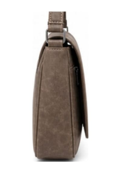 Levano Leather Hakiki Deri Kadın Omuz Çantası Kapaklı Günlük Kullanım Ayarlanabilir Askılı Çapraz Çanta Vizon