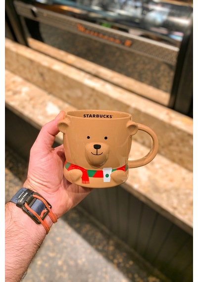 Barista Ayıcık Tasarımlı Kahverengi Kupa Mug 355 Ml Kahverengi