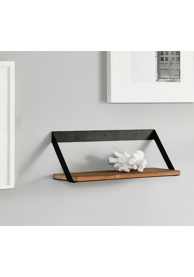 Tr Metal Ayaklı 3'lü Duvar Rafı - Demir Ayaklı Doğal Ahşap Duvar Kitaplığı 20x35x50 Cm Genel