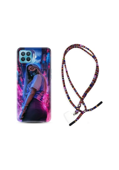 Oppo Reno 4 Lite Kılıf Rasta Boyun Askılı Mask Girl 1659