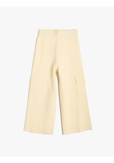 Koton Basic Bol Paça Pantolon Kargo Cep Detaylı Bej 5wkg40001at Ekru