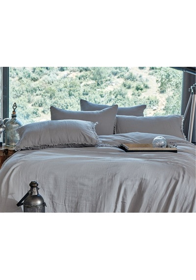 Dantela Shine Plain Grey Çift Kişilik Müslin Nevresim Takımı Gri