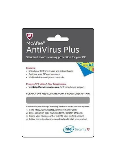 Intel Mcafee Antivirus Plus Aktivasyon Kartı 1Yıl (Türkçe)