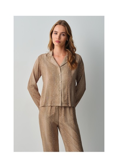 Suwen Wild Gömlek Yaka Pijama Takımı Wsh105101531464 Bambi Desenli