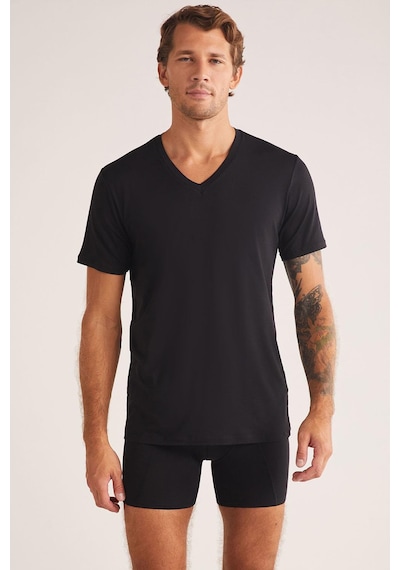 Kom Emilio V Yaka Modal Erkek Tshirt Lacivert Lacivert
