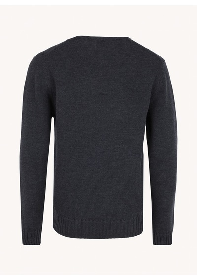 Alpha Studio Antrasit Erkek %100 Yün Slim Fit Kazak Au-7030c Crew Neck