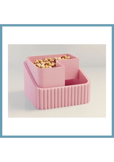 Bezos 3d Baskı Fıstık Kasesi - Çift Hazneli Kabuk Ayırıcı Sunum Kasesi - Pembe Pembe Mbt06 Pembe - Pembe