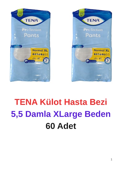 Tena Külot Hasta Bezi Normal 5,5 Damla Xlarge Beden - 60 Adet XL