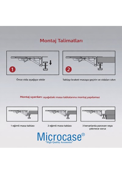 Microcase Döner Ve Katlanabilir Tasarım Masaya Monte Kol Dayama Standı Al5449 Siyah Logosuz
