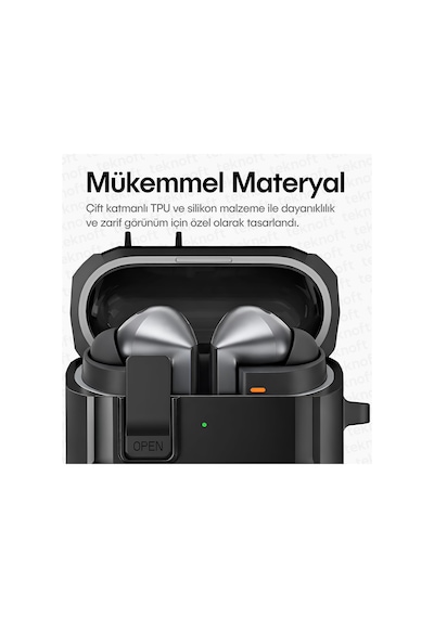 Samsung Galaxy Buds 3 Pro, Buds 3 Ve Buds 3 Fe İle Uyumlu Mandallı Kapak Kilit Sistemli Mat Dok