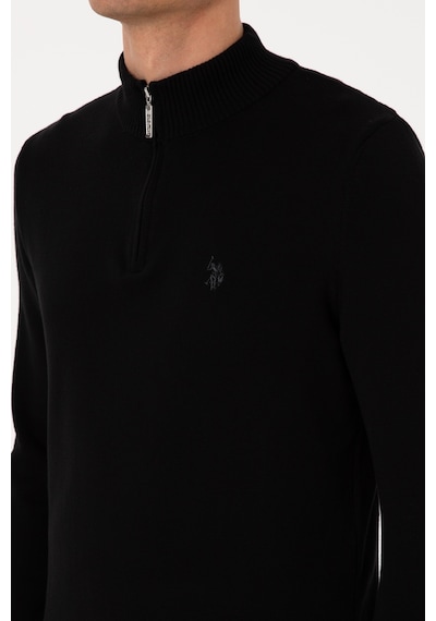 U.S. Polo Assn. Erkek Slim Fit Yarım Fermuarlı Siyah Basic Kazak 50313695-VR046 U.S. Polo Assn. Erkek Slim Fit Yarım Fermuarlı Siyah Basic Kazak 50313695-VR046