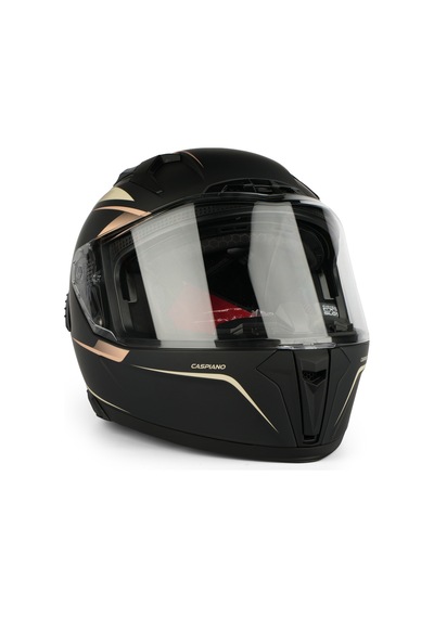 Caspiano Homer Full-face Led Işıklı Glossy Black / Gold Motosiklet Kaskı Ece-r 22.06 Sertifikalı Sarı