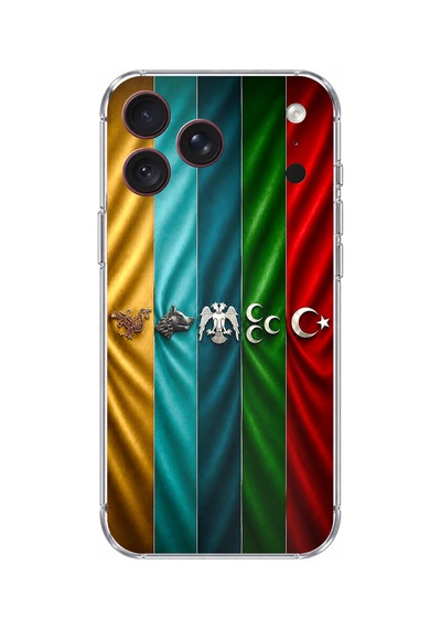 İphone 18 Pro Max Uyumlu Tarihi Türk Devletleri Bayrakları Baskılı Silikon Kılıf