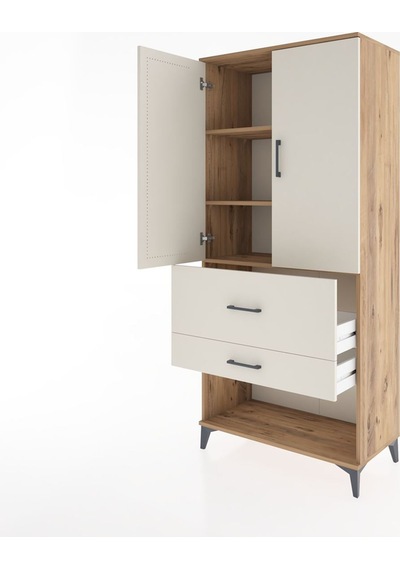 Hyperion Dolap 3 Raflı 2 Çekmeceli 2 Kapaklı 88x44x195 Çam-ay... Çam