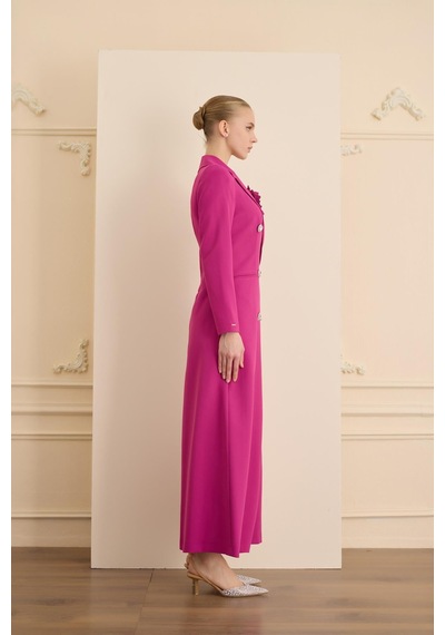Senna Rose Stone Dress Fuşya Fuşya