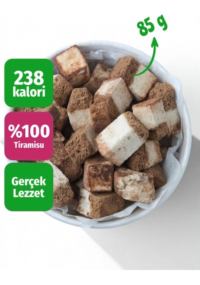 Freeze Dried Tiramisu Kurutulmuş Çıtır Tiramisu Küpleri, Kahveli Kakaolu Atıştırmalık - 85 Gr